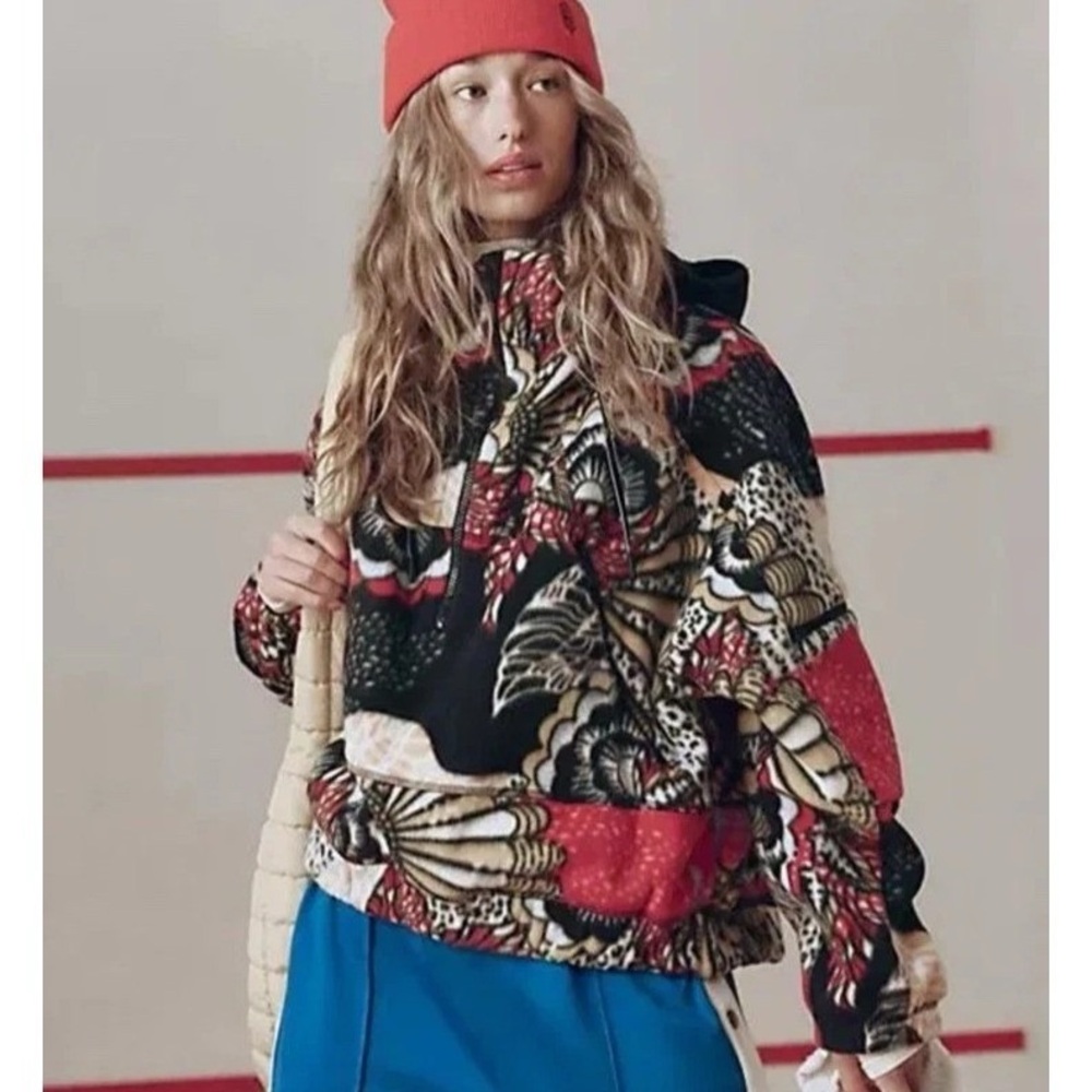 FREE PEOPLE MOVEMENT WILD AND FREE PRINTED FLEECE PULLOVER WILDFLOWER LARGE NWT